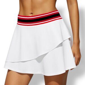 EleVen by Venus Williams M White Red Tennis Skort Golf Athletic Preppy Classic